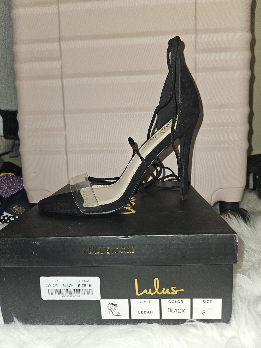 Lulu's Ledah Black Suede Ankle Tie Stiletto Heel